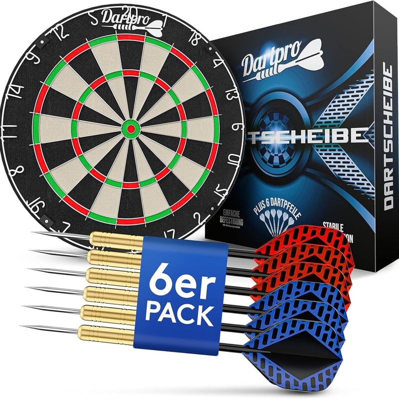 DartPro professzionális szizál dartboard öngyógyító táblával, extra vékony drótokkal és 6 darts nyíllal