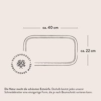 das Olivenholzbrett olíva fa vágó- és tálalódeszka léelvezető barázdával, fogantyú kivágással bal és jobb oldalon, 40-44 x 20-21 cm 5