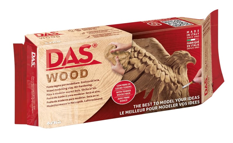 DAS Wood Levegőn Száradó Agyag Farostokkal 700 g - Modellezőanyag Gyerekeknek és Felnőtteknek
