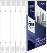Dasher Products A4 akril táblakeret falra szerelhető, álló/fekvő - 6 db 1