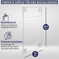 Dasher Products A4 akril táblakeret falra szerelhető, álló/fekvő - 6 db 2