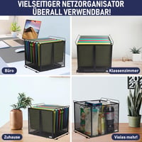 Dasher Products A4 Függőleges Fájltartó Fekete Fém Hálós Dokumentumtartó Irattartó Kosár 5