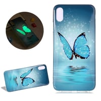 DasKAn iPhone X/XS (5,8") fluoreskujúci silikónový kryt – ultra tenké nárazuvzdorné TPU puzdro s farebným graffiti vzorom svietiacim v tme, #2 3