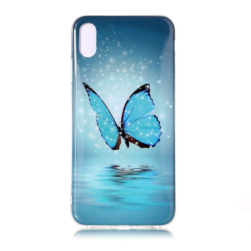 DasKAn iPhone X/XS (5,8") fluoreskujúci silikónový kryt – ultra tenké nárazuvzdorné TPU puzdro s farebným graffiti vzorom svietiacim v tme, #2