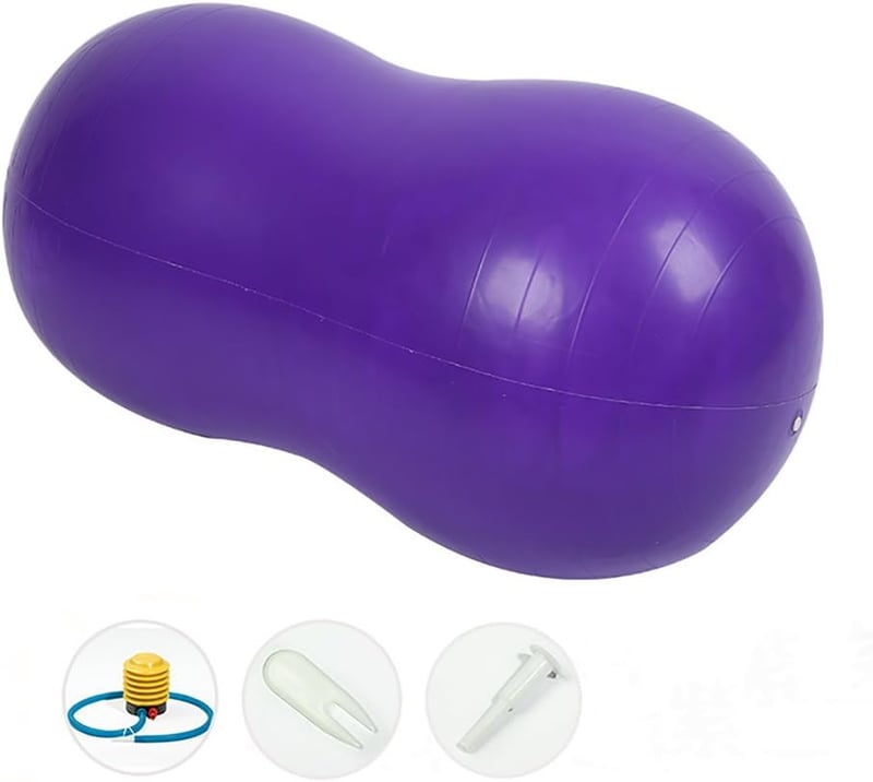 DASKING Mogyoró Alakú Jóga Labda 90x45cm - Fitness, Pilates és Gimnasztikai Ülőlabda Gyerekeknek, Lila PVC Anyagból, 150kg Teherbírással