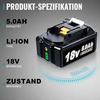 Náhradný akumulátor DASNITE 5.0Ah pre Makita 18V a nabíjačku DC18RC - Kompatibilný s modelmi BL1860B, BL1850B, BL1830, BL1840, BL1820 3