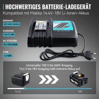 Náhradný akumulátor DASNITE 5.0Ah pre Makita 18V a nabíjačku DC18RC - Kompatibilný s modelmi BL1860B, BL1850B, BL1830, BL1840, BL1820 6