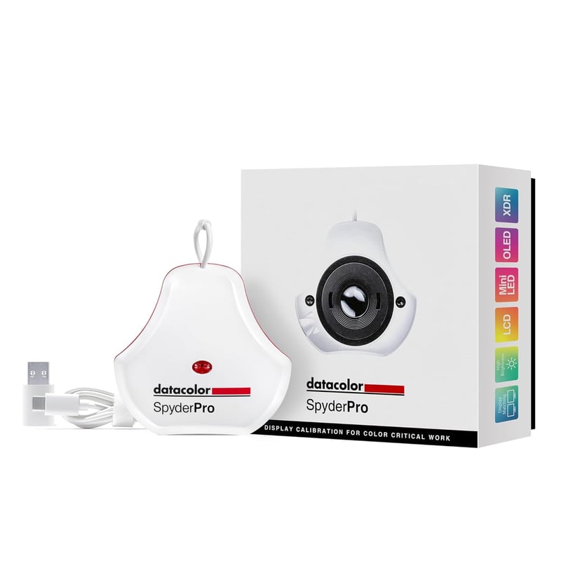 Calibrator de monitor Datacolor SpyderPro – Pentru editare foto și video, suport de 12000 niți, funcție 3D LUT, integrare cu fotometru, pentru începători și profesioniști