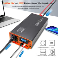 DATOUBOSS 2000W/4000W Inverter 24V-230V tiszta szinuszhullám USB Type-C LCD kijelzővel 2