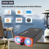 DATOUBOSS 2000W/4000W Inverter 24V-230V tiszta szinuszhullám USB Type-C LCD kijelzővel 5