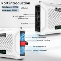 DATOUBOSS 3000W/6000W Inverter 12V-230V Tiszta Szinusz USB-C LCD Kijelzővel 2