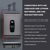 DATOUBOSS 6200W 48V Hibrid Inverter - Tiszta Szinusz Napelemes Átalakító 220V/230V AC Kimenettel, 120A MPPT Napelem Szabályzóval, Akkumuláto 6