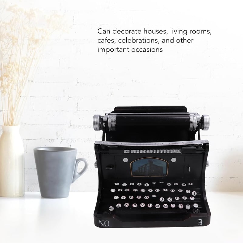 DAUZ Fekete Hordozható Írógép - Antik Modell Otthoni Használatra, Dekorációs Célra, Vasból Készült Retro Írógép Kellék