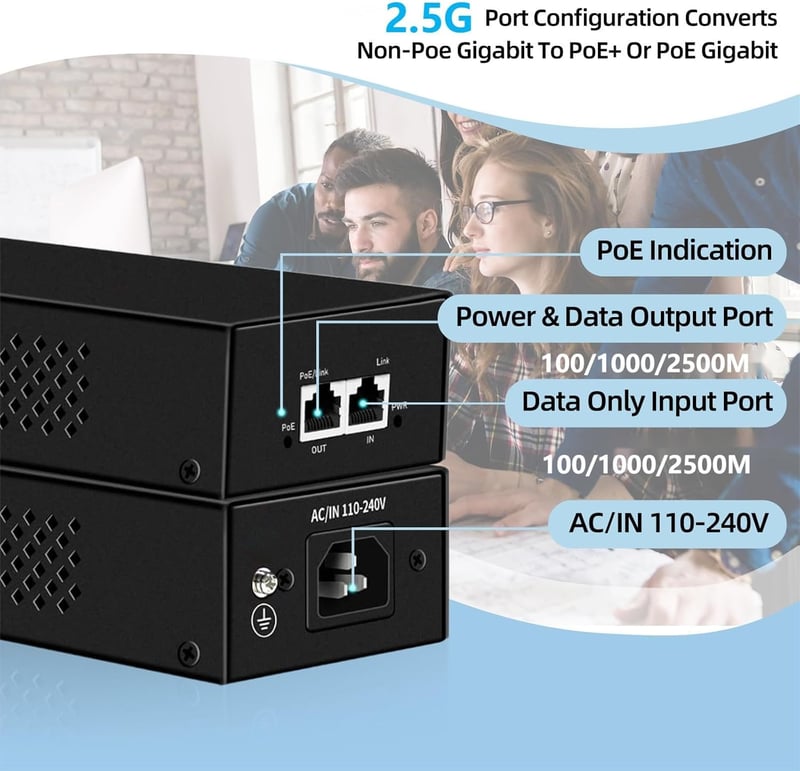 Davuaz PoE Injector 90W Gigabit adapter IP kamerához és VoIP telefonhoz