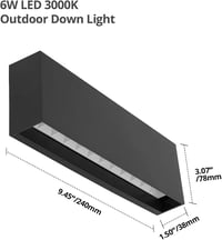 DAWALIGHT 2 darabos 6W LED kültéri fali lámpa, IP65 vízálló, meleg fehér 3000K 4