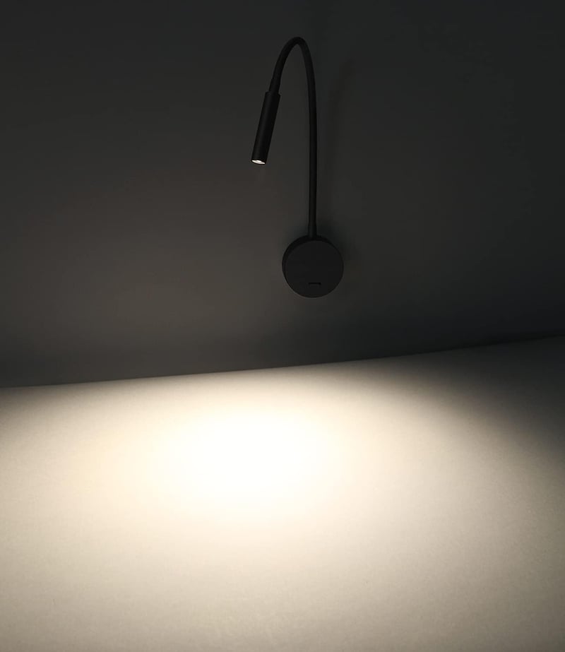 DAWALIGHT Fali Olvasólámpa 2 db Flexibilis Gönyörlábas LED 3W Fekete Hálószobai Fali Lámpa Kapcsolóval