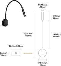 DAWALIGHT Fali Olvasólámpa 2 db Flexibilis Gönyörlábas LED 3W Fekete Hálószobai Fali Lámpa Kapcsolóval 3