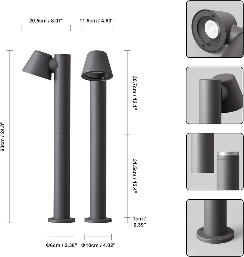 DAWALIGHT GU10 LED kerti lámpa 5W 3000K IP44 vízálló talajlámpa antracit