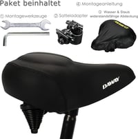 DAWAY C40 Extra Puha Kerékpár Nyereg - Nagyméretű Memóriahabos Ülés Férfiaknak és Nőknek, Univerzális Bicikli Ülés MTB, E-bike, Városi és Or 6
