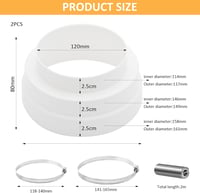 DAWRIS 2db Szűkítő Csatlakozó 120-160mm Rozsdamentes Bilinccsel Szellőzéshez 2