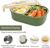 DAWRIS Rozsdamentes Bento Box 2 Rekeszes Gyerek Ebéddoboz Osztóval 3