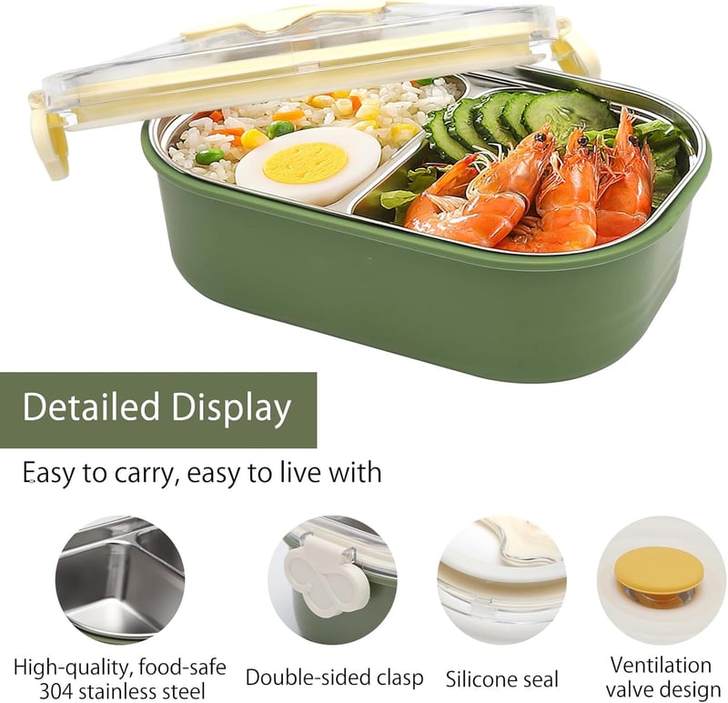 DAWRIS Rozsdamentes Bento Box 2 Rekeszes Gyerek Ebéddoboz Osztóval