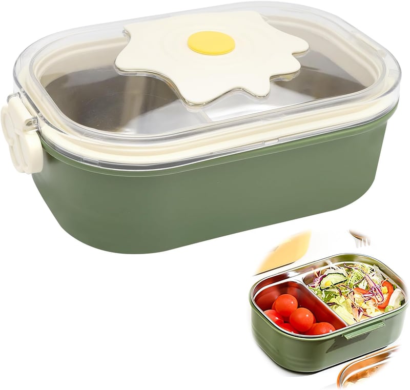 DAWRIS Rozsdamentes Bento Box 2 Rekeszes Gyerek Ebéddoboz Osztóval