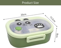DAWRIS Rozsdamentes Uzsonnás Doboz 2 Rekeszes Panda Motívumos Bento Box Gyerekeknek 2