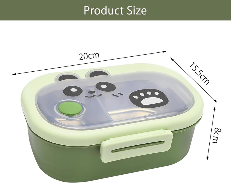DAWRIS Rozsdamentes Uzsonnás Doboz 2 Rekeszes Panda Motívumos Bento Box Gyerekeknek