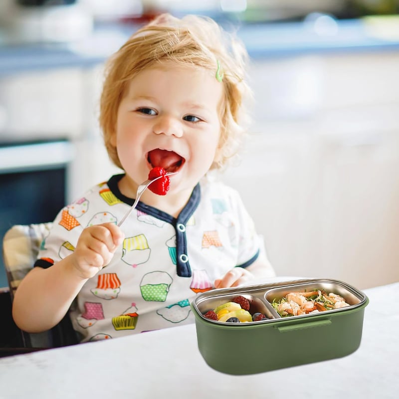 DAWRIS Rozsdamentes Uzsonnás Doboz 2 Rekeszes Panda Motívumos Bento Box Gyerekeknek