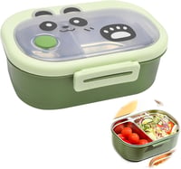 DAWRIS Rozsdamentes Uzsonnás Doboz 2 Rekeszes Panda Motívumos Bento Box Gyerekeknek 1