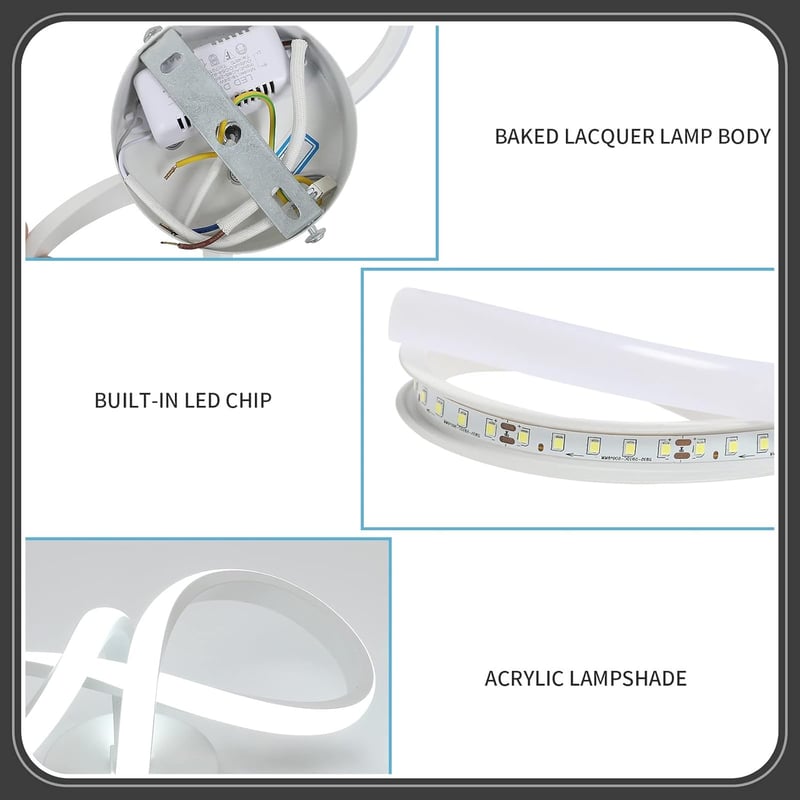 DAXGD Modern LED Mennyezeti Lámpa 20W Ívelt Dizájn Hálószoba Nappali Konyha