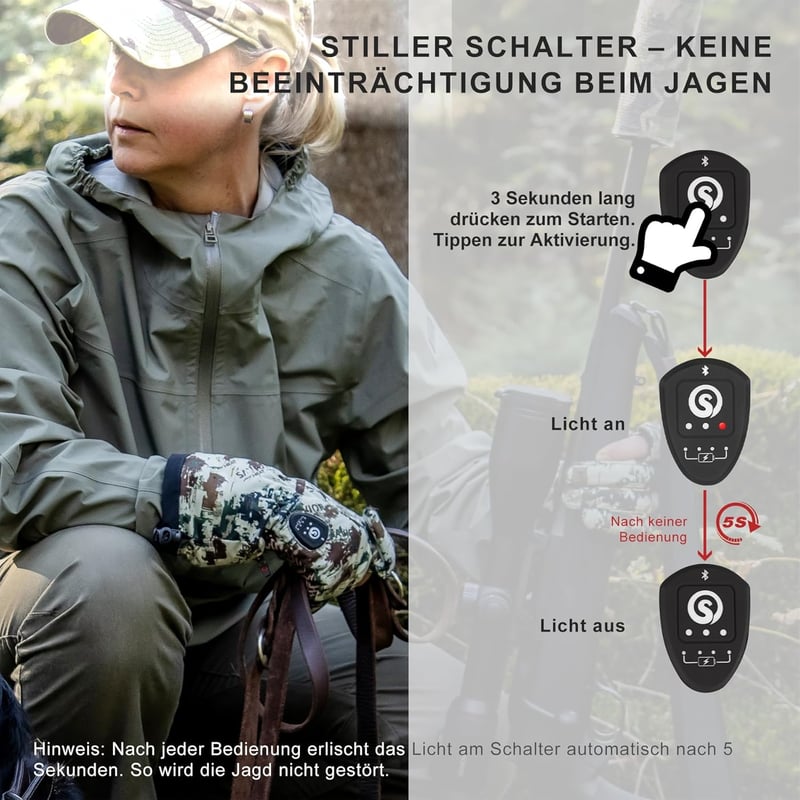 Day Wolf fűthető vadászkesztyű automatikus lekapcsolással, 10 órás melegítés