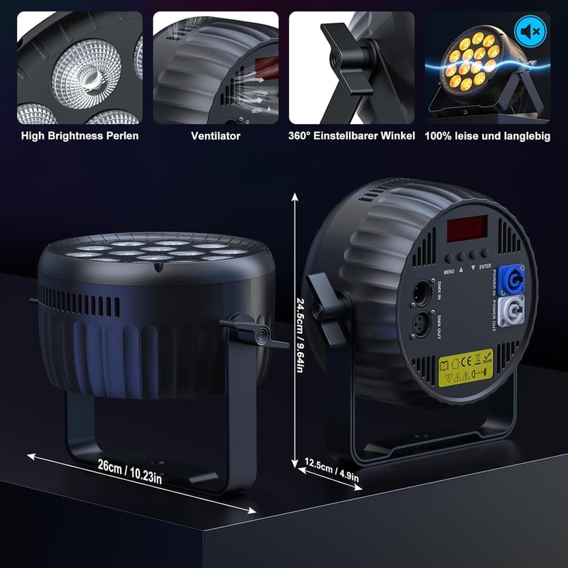 DayFlicker LED Par Spotlight 210W RGBW Színváltó Lámpa DMX512 Vezérléssel