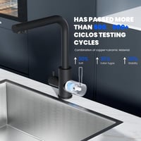 DAYONE fekete 3 utas csaptelep szűrővel, rozsdamentes acél ivóvíz csap, 360° forgatható konyhai csaptelep 7