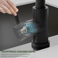 DAYONE Fekete Alacsony Nyomású Konyhai Csaptelep 360° Forgatható L-Alakú Keverőcsap 6