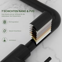 DAYONE Fekete Alacsony Nyomású Konyhai Csaptelep 360° Forgatható L-Alakú Keverőcsap 7