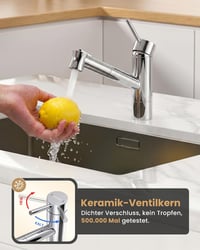 Kuchynská batéria DAYONE s vyťahovacou sprškou, vysokotlaková drezová batéria s 2 funkciami oplachovania, 120° otočná zmiešavacia batéria do kuchyne, baru alebo karavanu 6