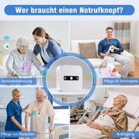 Daytech Vészjelző Gomb Időseknek - Vezeték Nélküli Segélyhívó Szett 3 Adóval és 2 Vevővel, 150m Hatótáv, Vízálló, Nyakba Akasztható - Fit B (Receiver X 2 + Transmitter X 2 + Doorbell X 1) 3