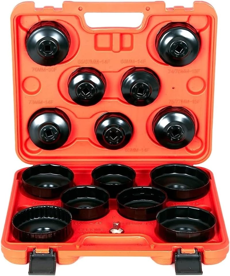 DAYUAN 15 részes olajszűrő kulcs készlet 65-100 mm adapter