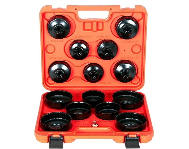 DAYUAN univerzalni set ključeva za filter ulja od 15 dijelova, 65-100 mm, adapteri 3/8" i 1/2"