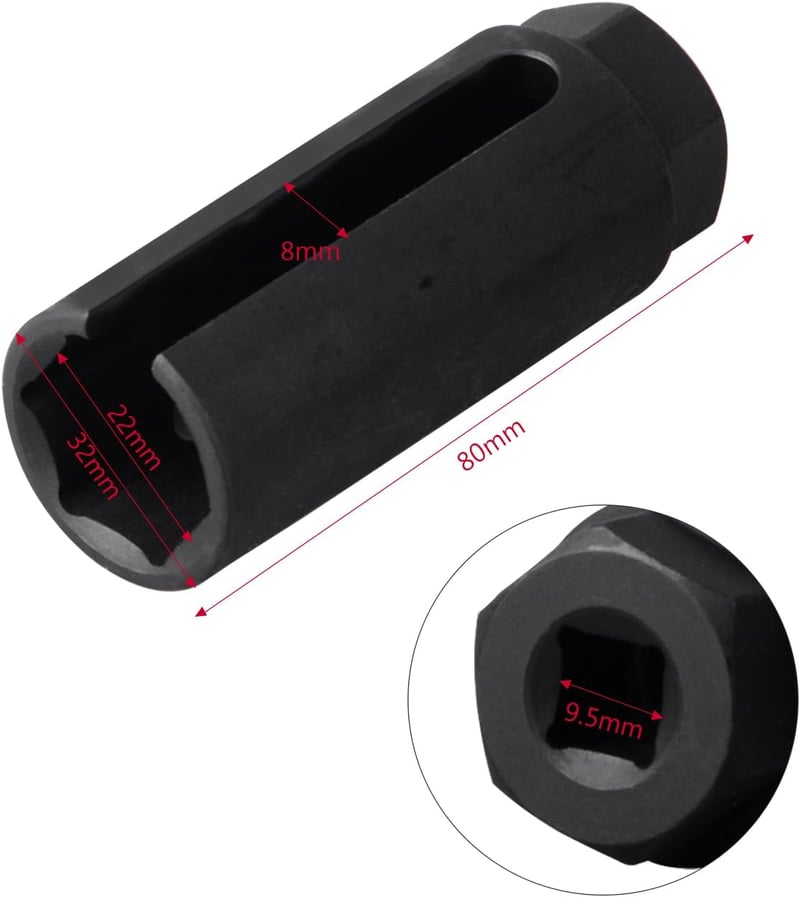 DAYUAN 22 mm x 3/8" Lambda-szonda Dugókulcs Széles Kivágással - Univerzális Oxigénszenzor Szerelő Szerszám Autókhoz és Motorokhoz