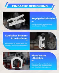 DAYUAN 5 részes gömbfej és kormányműösszekötő rúd kihúzó készlet, kormányösszekötő gömbcsukló leszedő szerszám kék dobozban 4