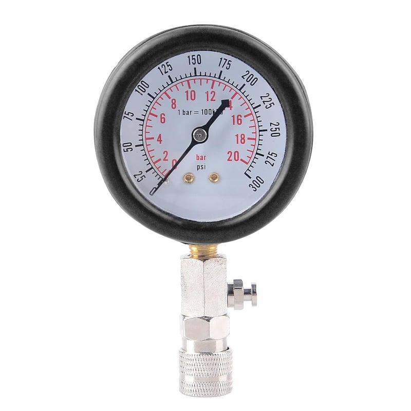 DAYUAN Kompressziómérő Készlet Autómotorokhoz - M10, M12, M14, M18 Adapterekkel, 0-20 bar/0-300 psi Mérési Tartomány, Piros