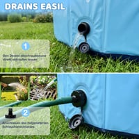 Piscină pliabilă pentru câini Dazhtu 100x30 cm, cu orificiu de scurgere, piscină portabilă din PVC antiderapantă pentru câini mari și mici, albastru 5
