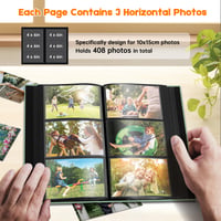 DazSpirit Zasúvací fotoalbum na 408 fotografií (10x15 cm) – V plátennej väzbe, prispôsobiteľný, čierny – Pre rodinné, svadobné, cestovateľské a detské spomienky 4