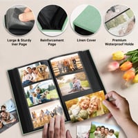 DazSpirit Zasúvací fotoalbum na 408 fotografií (10x15 cm) – V plátennej väzbe, prispôsobiteľný, čierny – Pre rodinné, svadobné, cestovateľské a detské spomienky 5