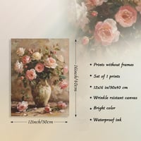 Tablou Canvas Vintage cu Flori Dazzlewall, Decorațiune de Perete în Stil Rural Francez pentru Baie, Dormitor, Living, 30x40 cm, Fără Ramă 6