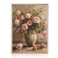 Tablou Canvas Vintage cu Flori Dazzlewall, Decorațiune de Perete în Stil Rural Francez pentru Baie, Dormitor, Living, 30x40 cm, Fără Ramă 1