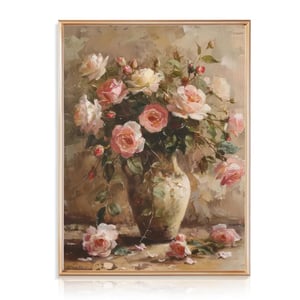 Vintage plátno Dazzlewall s kvetinovým motívom, nástenná dekorácia vo francúzskom vidieckom štýle do kúpeľne, spálne, obývačky, 30x40 cm, bez rámu